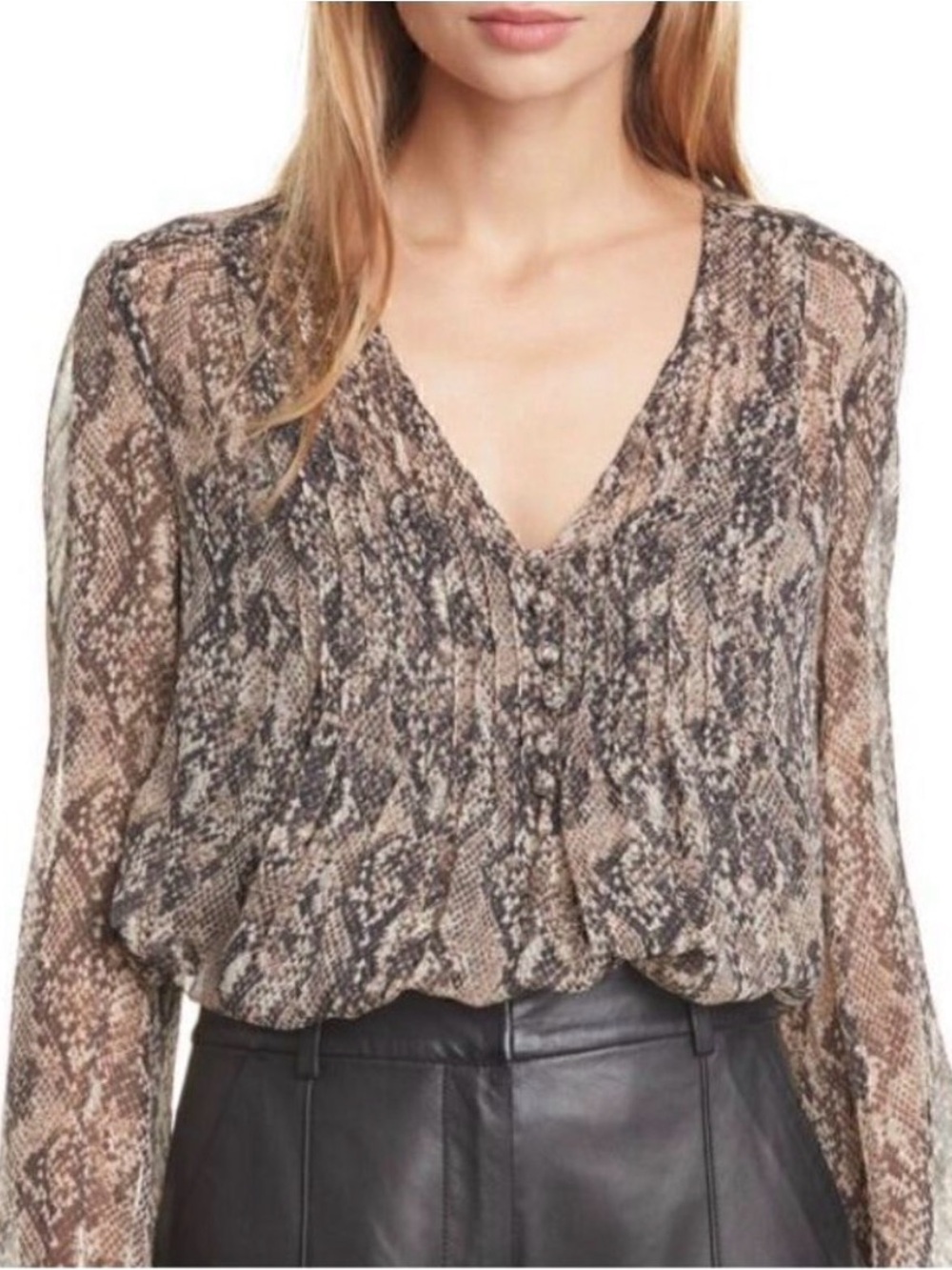 Veronica Beard Lowell Snake print blouse sheer with camisole size 18